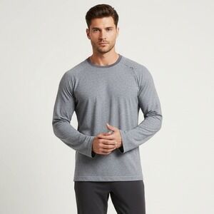 Lululemon Long Sleeve Shirt Men M Gray Nulu Fabric Breathable Stretch Crew Neck